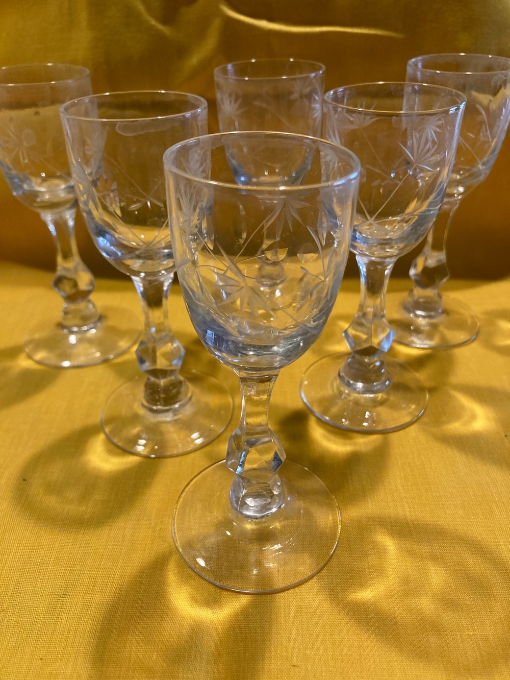 Set of six vintage cordial glasses
